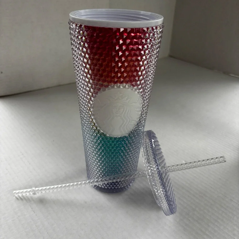Starbucks Rainbow‎ Studded Venti Tumbler 24oz Ombre Grid Cold Cup